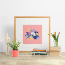Load image into Gallery viewer, modern hand painted flowers on a background of blush pink. modern decor paper goods made in new zealand.