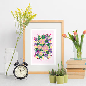Folk Art Florals on Pink - Indigo Eleven Design