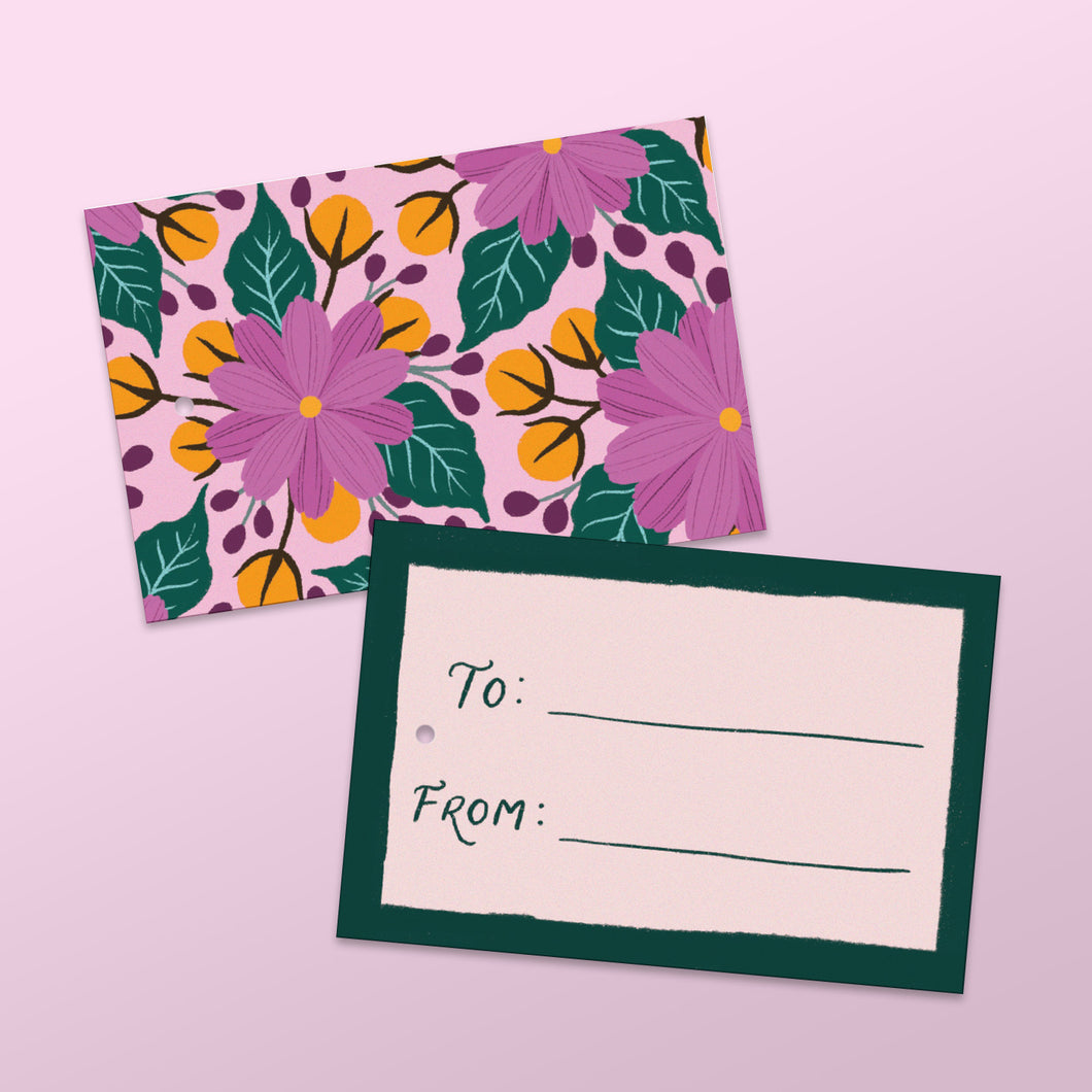 fuchsia floral gift tags made in nz