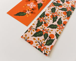 Coral & Blush Floral Bookmark