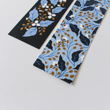 Load image into Gallery viewer, navy floral double sided bookmarks - paper goods made in new zealand