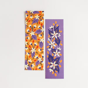 floral bookmarks yellow and violet - paper goods made in new zealand