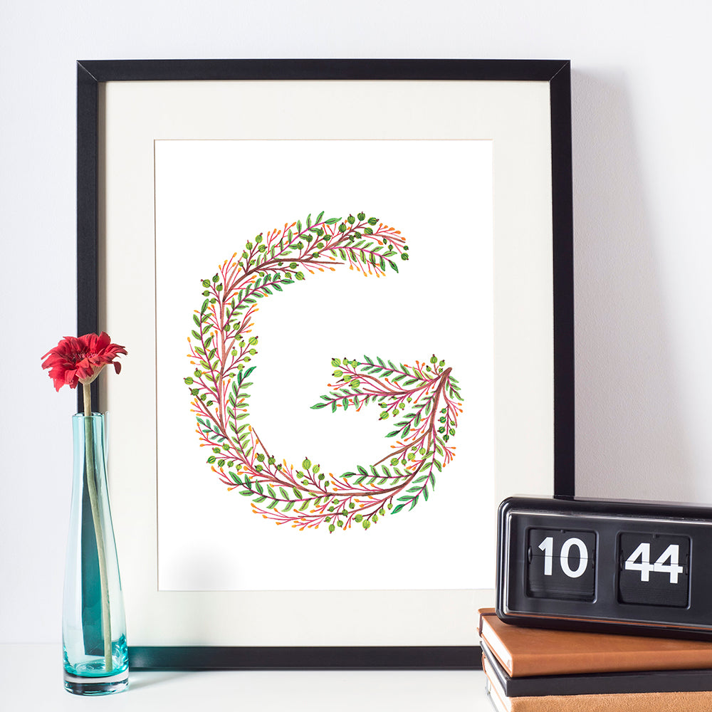 Leafy Letterform G - Indigo Eleven Design