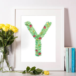 Leafy Letterform Y - Indigo Eleven Design