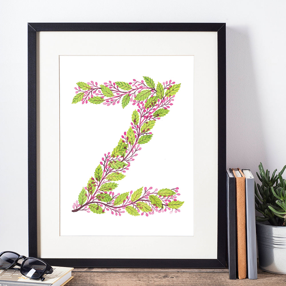 Leafy Letterform Z - Indigo Eleven Design