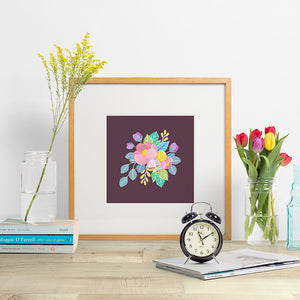Gouache Florals on Maroon - Indigo Eleven Design
